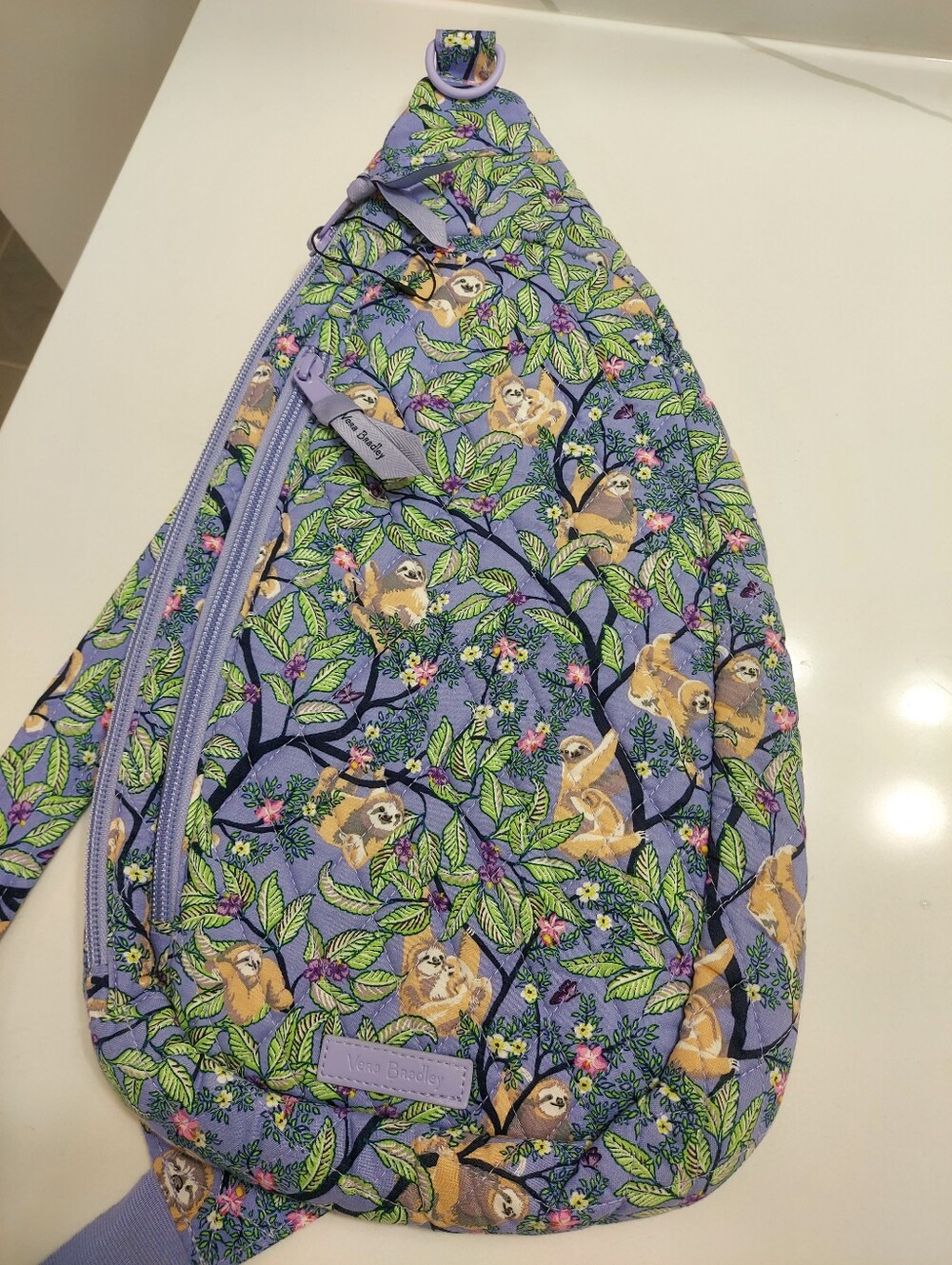 NWOT Vera Bradley Lavender Sloth Print Sling Backpack